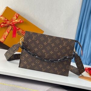 Louis Vuitton Brown Monogram Canvas Crossbody Bag with Chain Accent